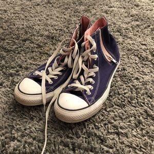 Blue and pink converse with zipper